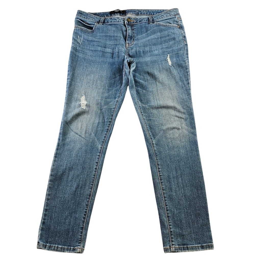 Simply Vera Vera Wang Women's Skinny Jeans Size 14P Blue Mid Rise Distressed